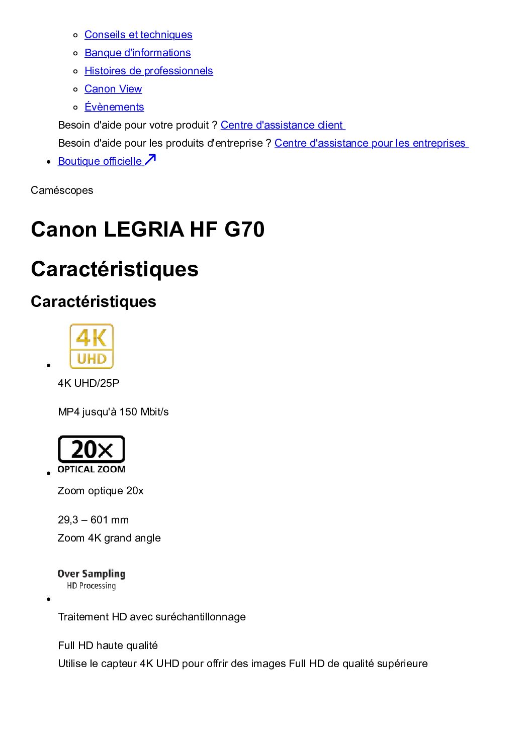 Caméra vidéo UHD compacte - CANON LEGRIA HF-G70 – Image 4