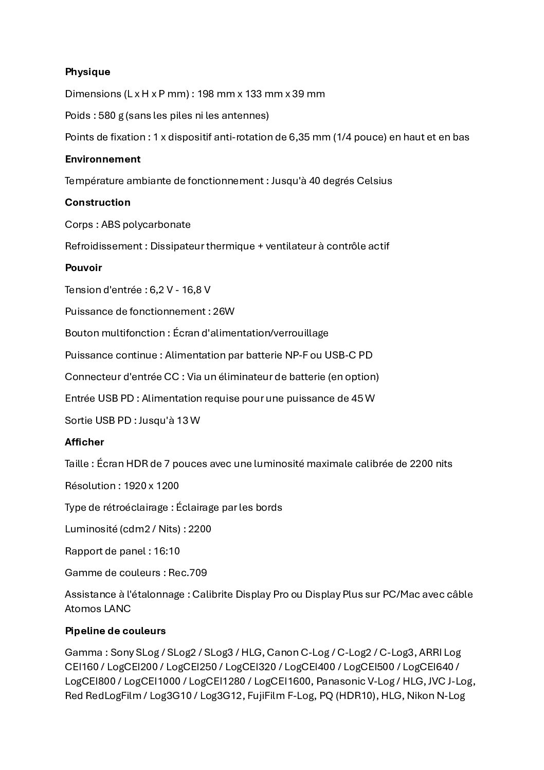 Moniteur portable de terrain HDMI pour boitier vidéo 7" - ATOMOS SHINOBI 7 RX – Image 3